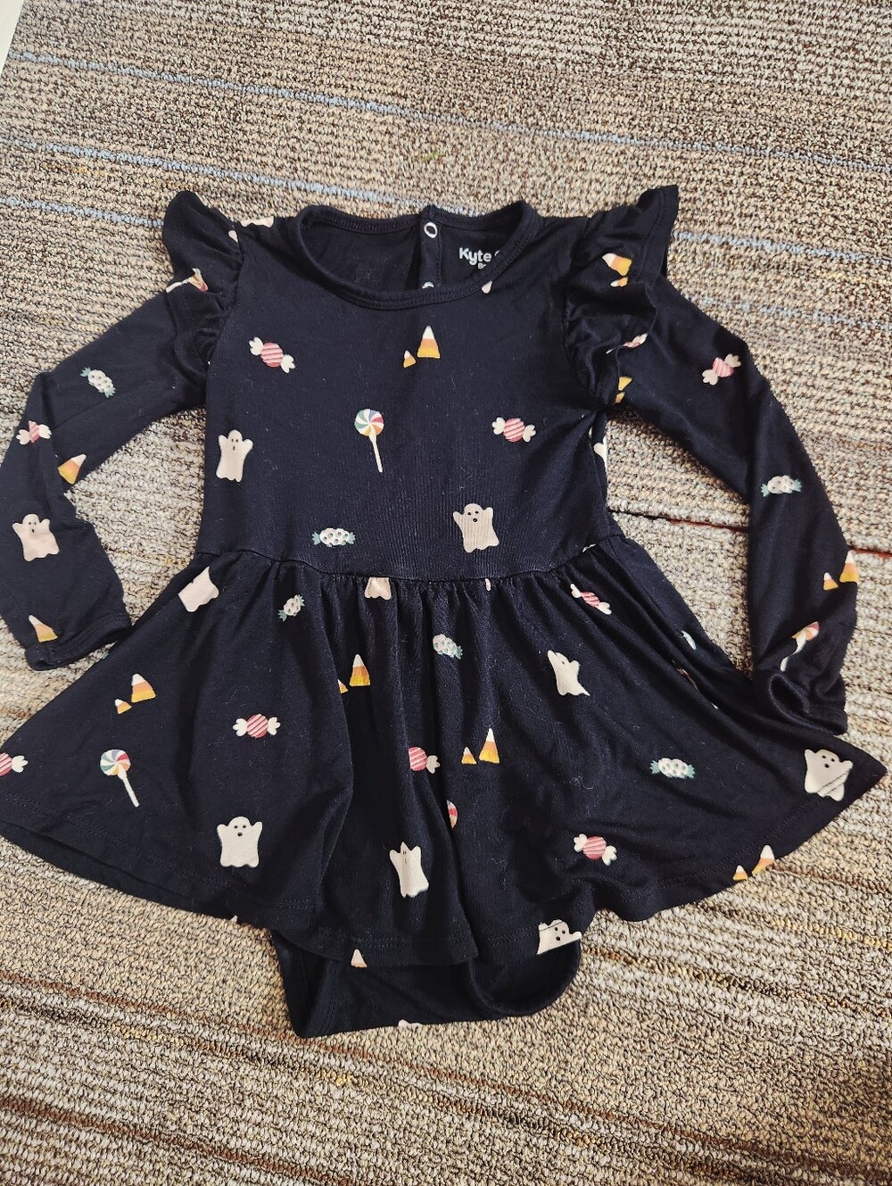 Kyte Baby Boo Halloween Ghosts Twirl Bodysuit Dress Black